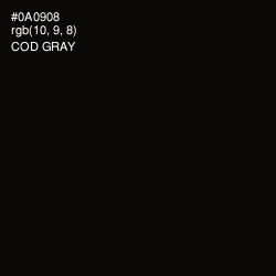 #0A0908 - Cod Gray Color Image